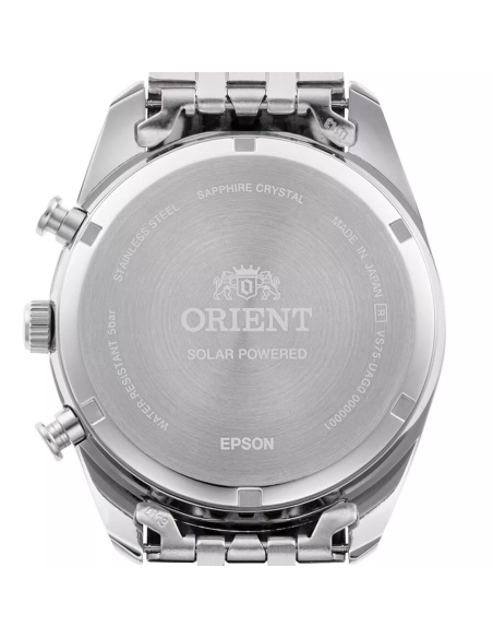 cronógrafo solar hombre Orient Ice Blue Panda RA-TX0304L  40mm  50m WR cristal de zafiro