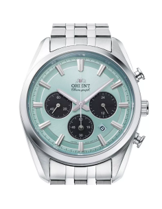 cronógrafo solar hombre Orient Ice Blue Panda RA-TX0304L  40mm  50m WR cristal de zafiro