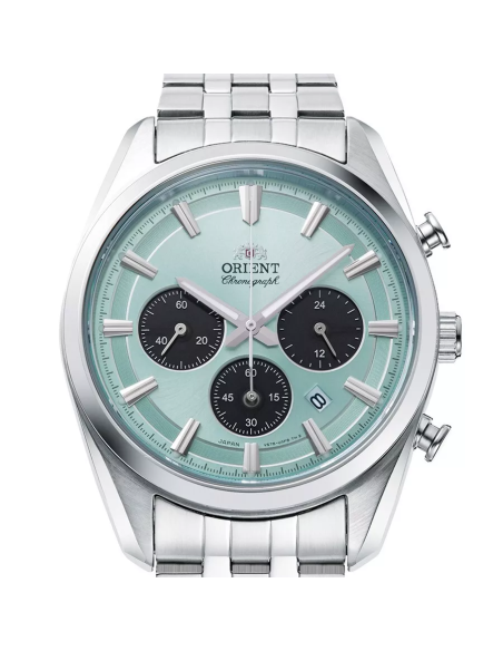 cronógrafo solar hombre Orient Ice Blue Panda RA-TX0304L  40mm  50m WR cristal de zafiro