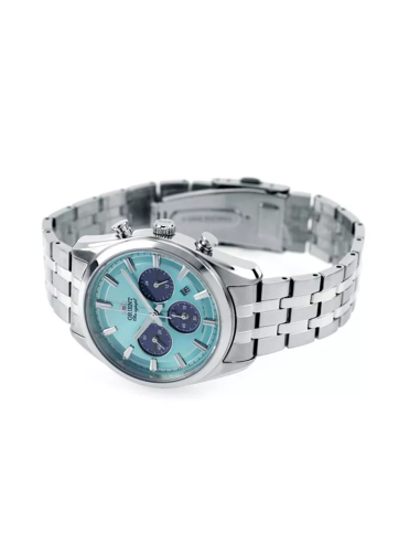 cronógrafo solar hombre Orient Ice Blue Panda RA-TX0304L  40mm  50m WR cristal de zafiro