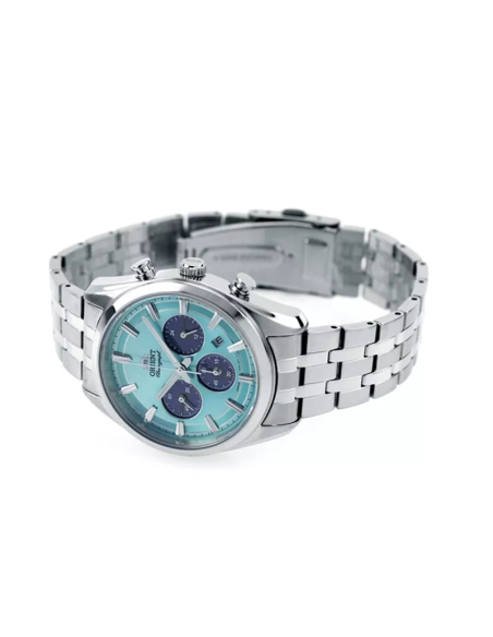 cronógrafo solar hombre Orient Ice Blue Panda RA-TX0304L  40mm  50m WR cristal de zafiro