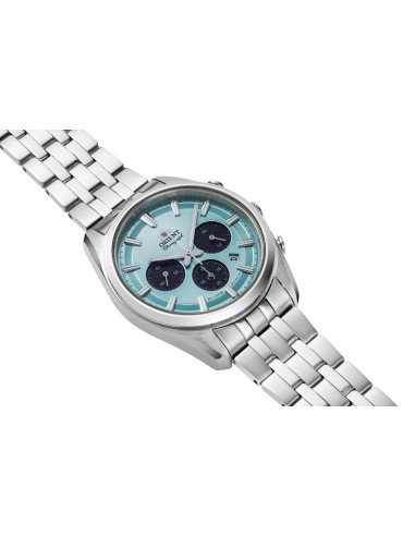 cronógrafo solar hombre Orient Ice Blue Panda RA-TX0304L  40mm  50m WR cristal de zafiro