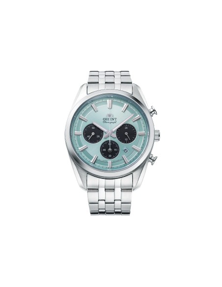 cronógrafo solar hombre Orient Ice Blue Panda RA-TX0304L  40mm  50m WR cristal de zafiro