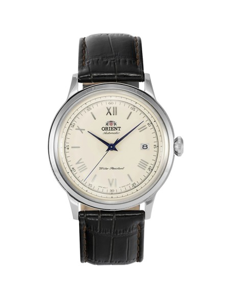 automático hombre Orient Bambino TAC00009N Dial beige 40.5mm 30m WR correa de cuero Hand-Hacking