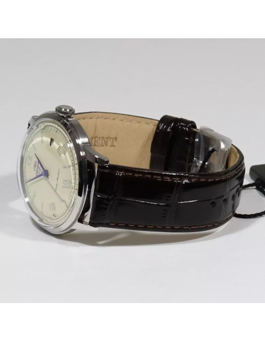 automático hombre Orient Bambino TAC00009N Dial beige 40.5mm 30m WR correa de cuero Hand-Hacking
