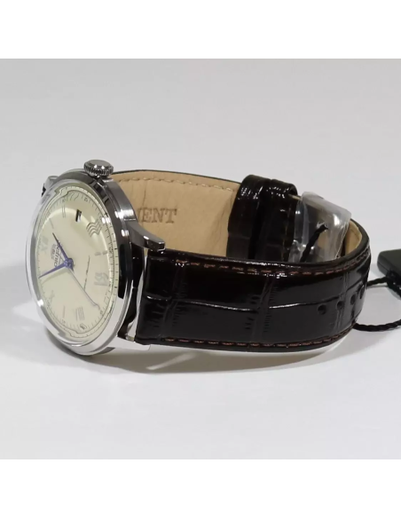 automático hombre Orient Bambino TAC00009N Dial beige 40.5mm 30m WR correa de cuero Hand-Hacking