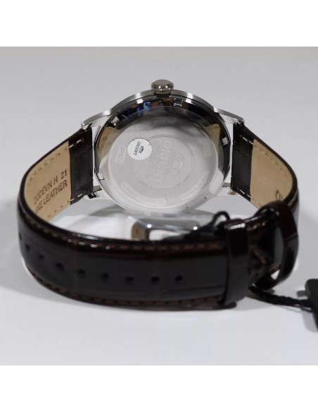 automático hombre Orient Bambino TAC00009N Dial beige 40.5mm 30m WR correa de cuero Hand-Hacking