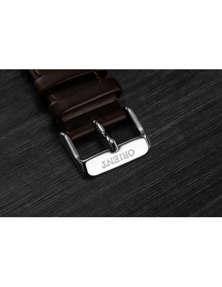 automático hombre Orient Bambino TAC00009N Dial beige 40.5mm 30m WR correa de cuero Hand-Hacking
