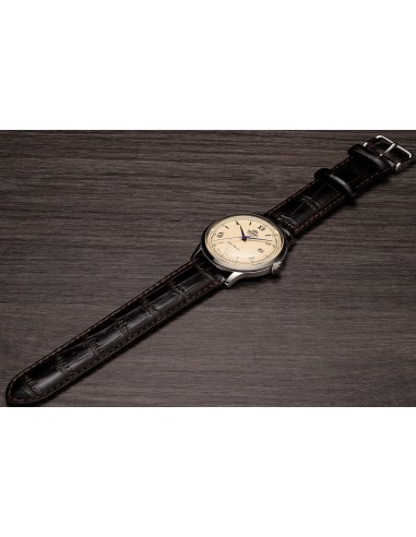 automático hombre Orient Bambino TAC00009N Dial beige 40.5mm 30m WR correa de cuero Hand-Hacking