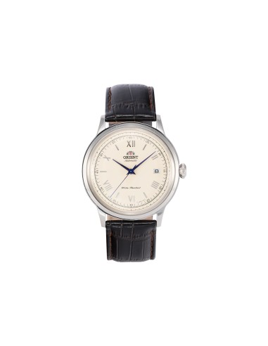 automático hombre Orient Bambino TAC00009N Dial beige 40.5mm 30m WR correa de cuero Hand-Hacking