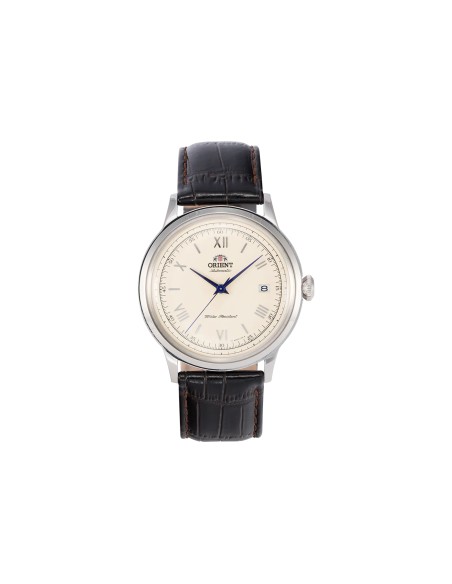 automático hombre Orient Bambino TAC00009N Dial beige 40.5mm 30m WR correa de cuero Hand-Hacking