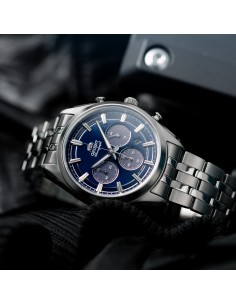 cronógrafo solar hombre Orient Deep Blue Panda RA-TX0303L 40mm 50m WR cristal de zafiro 2