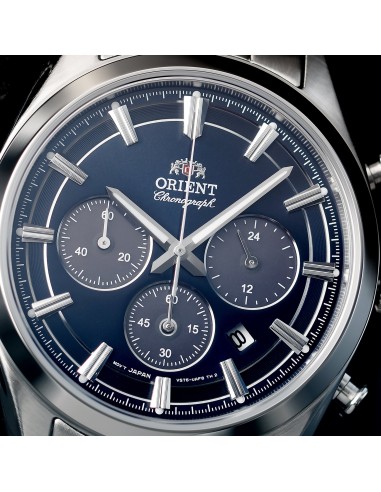 cronógrafo solar hombre Orient Deep Blue Panda RA-TX0303L 40mm 50m WR cristal de zafiro