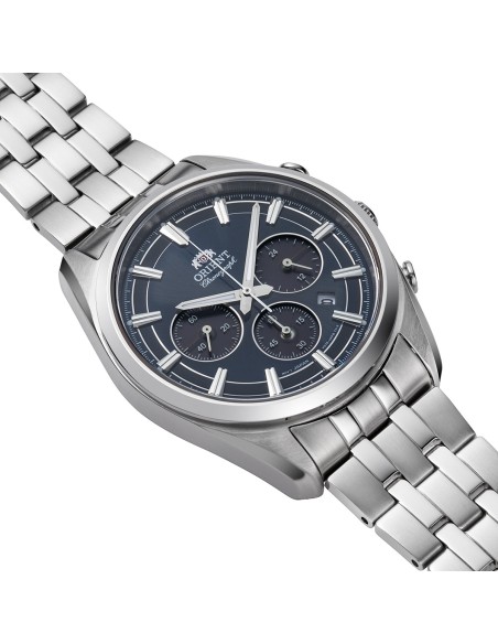 cronógrafo solar hombre Orient Deep Blue Panda RA-TX0303L 40mm 50m WR cristal de zafiro