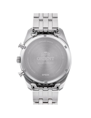 cronógrafo solar hombre Orient Deep Blue Panda RA-TX0303L 40mm 50m WR cristal de zafiro