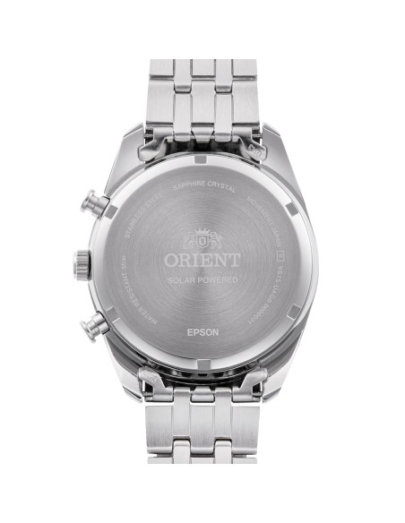 cronógrafo solar hombre Orient Deep Blue Panda RA-TX0303L 40mm 50m WR cristal de zafiro