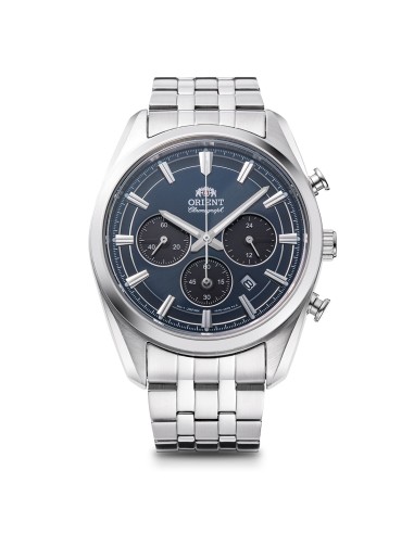 cronógrafo solar hombre Orient Deep Blue Panda RA-TX0303L 40mm 50m WR cristal de zafiro