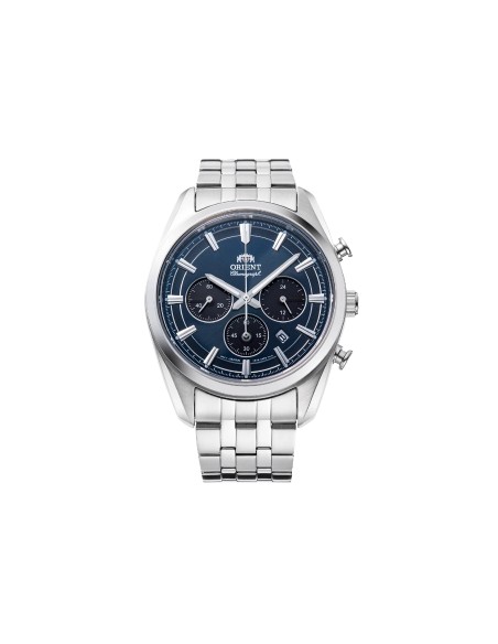 cronógrafo solar hombre Orient Deep Blue Panda RA-TX0303L 40mm 50m WR cristal de zafiro