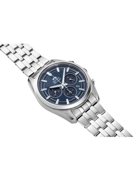 cronógrafo solar hombre Orient Deep Blue Panda RA-TX0303L 40mm 50m WR cristal de zafiro