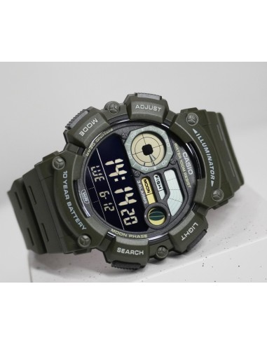 Casio  WS-1500H-3BJF JDM 100M WR 54.5 × 50.1 × 16.8 mm 10 años batería Fases Lunares Modo Pesca