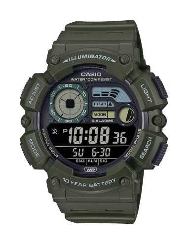 Casio  WS-1500H-3BJF JDM 100M WR 54.5 × 50.1 × 16.8 mm 10 años batería Fases Lunares Modo Pesca