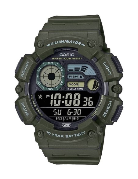 Casio  WS-1500H-3BJF JDM 100M WR 54.5 × 50.1 × 16.8 mm 10 años batería Fases Lunares Modo Pesca