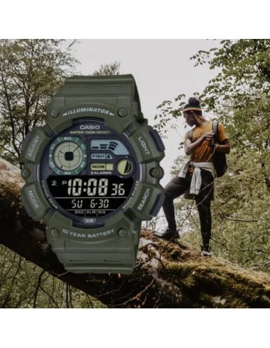 Casio  WS-1500H-3BJF JDM 100M WR 54.5 × 50.1 × 16.8 mm 10 años batería Fases Lunares Modo Pesca