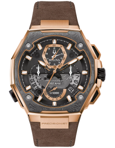 Bulova Precisionist 98B356 Quartz Damascus Steel case sapphire crystal 50m
