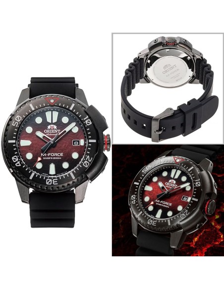 Reloj automático hombre Orient M-Force  RA-AC0L09R Edición Limitada 45mm cristal de zafiro 200m WR correa de silicona