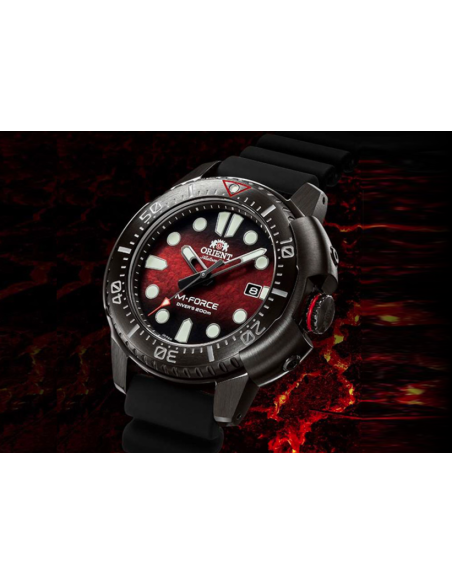 Reloj automático hombre Orient M-Force  RA-AC0L09R Edición Limitada 45mm cristal de zafiro 200m WR correa de silicona