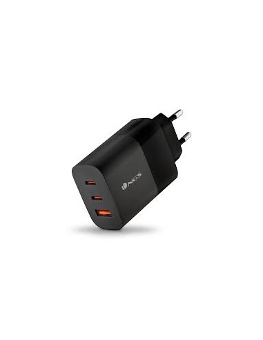 NGS Bud 65W Cargador Universal de Pared 65W Ultrarapido - 2x USB-C PD & PPS, 1x USB-A QC 3.0