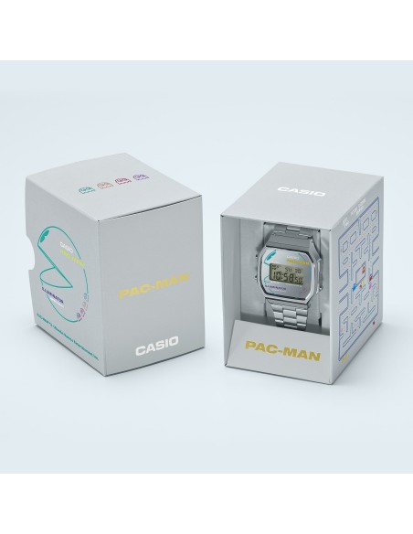 unisex Casio PAC-MAN A168WEPC-7AJR JDM PAC-MAN 45 Aniversario  38,6 × 36,3 × 9,6 mm