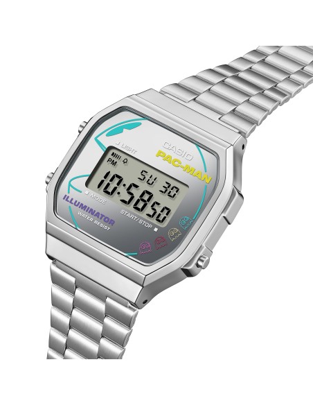 unisex Casio PAC-MAN A168WEPC-7AJR JDM PAC-MAN 45 Aniversario  38,6 × 36,3 × 9,6 mm