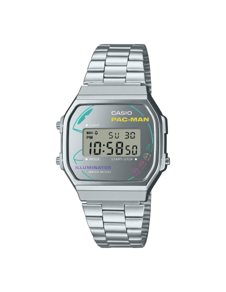 unisex Casio PAC-MAN A168WEPC-7AJR JDM PAC-MAN 45 Aniversario  38,6 × 36,3 × 9,6 mm