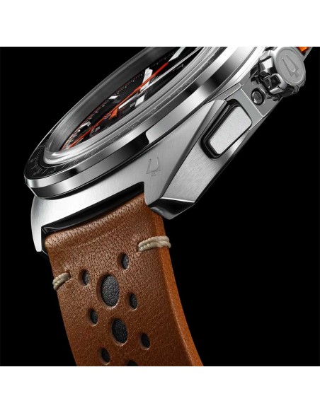 reloj deportivo hombre Bulova Racer Chronograph 98B427 42mm 100m WR cristal de zafiro correa de cuero