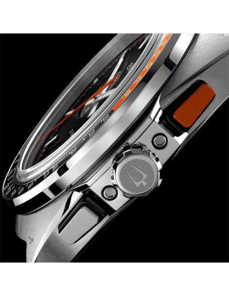 reloj deportivo hombre Bulova Racer Chronograph 98B427 42mm 100m WR cristal de zafiro correa de cuero