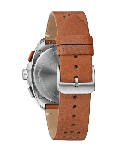 reloj deportivo hombre Bulova Racer Chronograph 98B427 42mm 100m WR cristal de zafiro correa de cuero