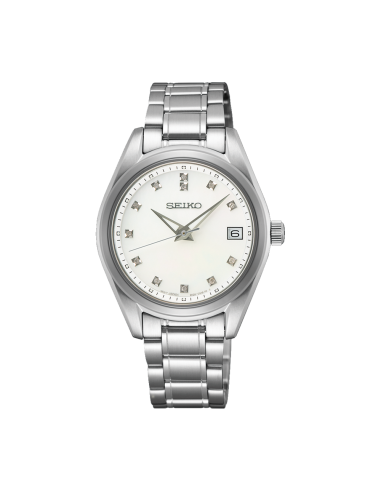 reloj mujer Seiko Diamonds SUR579P1  Madreperla 32mm cristal de zafiro 100m WR correa de acero