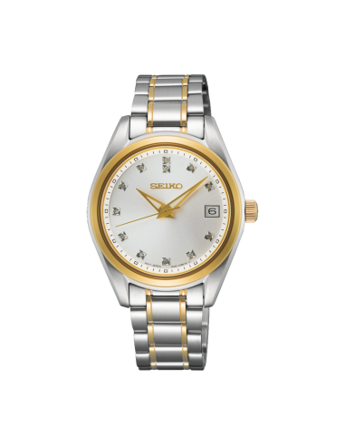 reloj mujer Seiko Diamonds SUR582P1 32mm 100m WR cristal de zafiro correa de acero