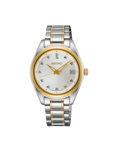 reloj mujer Seiko Diamonds SUR582P1 32mm 100m WR cristal de zafiro correa de acero