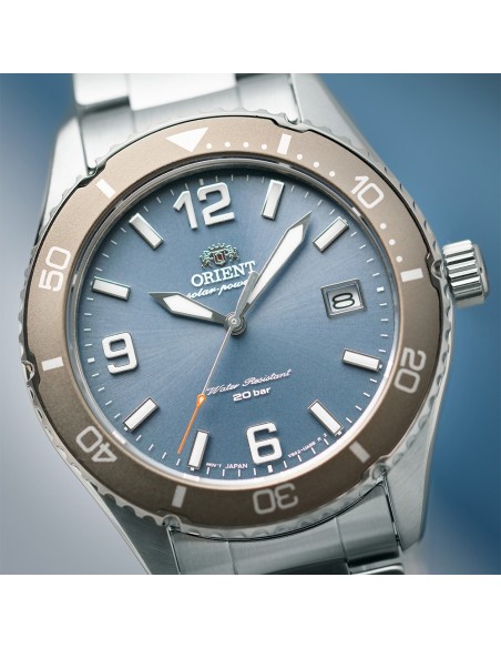 Reloj de buceo solar hombre Orient Kamasu RA-WJ0002L 39.9mm 200m WR cristal de zafiro correa de acero