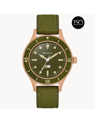 automático hombre Bulova MIL SHIPS CuSn8 Bronze 98A324 41MM  200m WR Cristal de zafiro abovedado doble antirreflectante