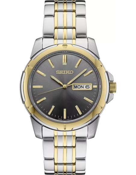 reloj clásico hombre Seiko Essentials SUR356 39.6mm 100m WR correa de acero dos tonos