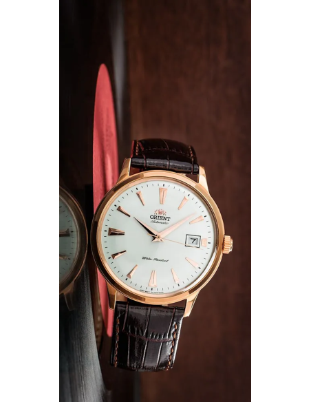 reloj automático hombre Orient Bambino TAC00002W 40,5mm F6724  30m WR correa de cuero (admite cuerda manual)