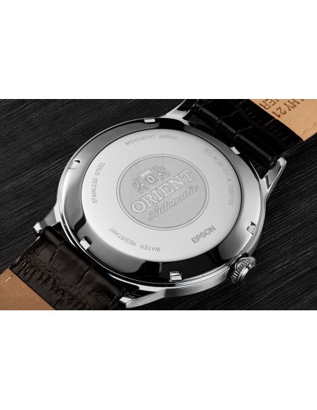 reloj automático hombre Orient Bambino TAC0000DB  40,5mm F6724  30m WR correa de cuero (admite cuerda manual)