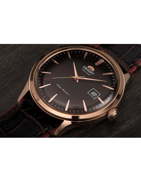 reloj automático hombre Orient Bambino TAC08001T 42MM 30m WR correa de cuero