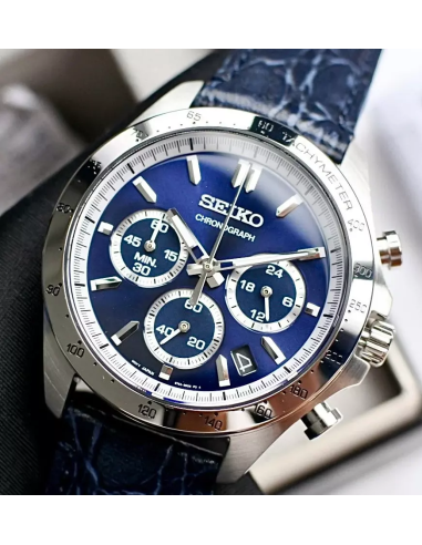 reloj cronógrafo hombre Seiko Spirit SBTR019 JDM 39.8mm 100m WR correa de cuero