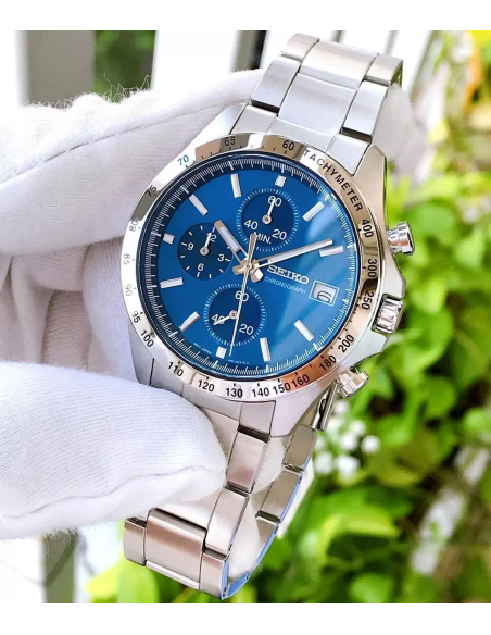 reloj cronógrafo hombre Seiko Spirit SBTR023 JDM 39.8mm 100m WR correa de cuero