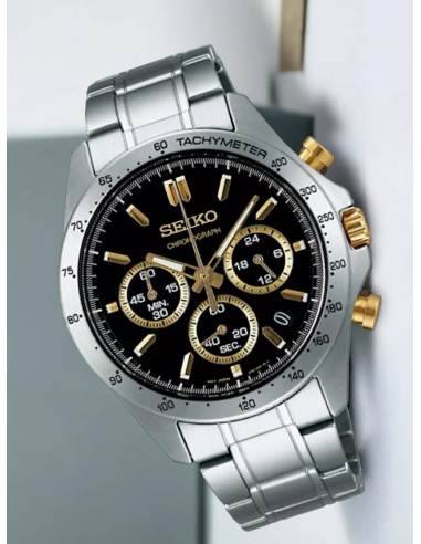 reloj cronógrafo hombre Seiko Spirit SBTR015 JDM 39.8mm 100m WR correa de cuero