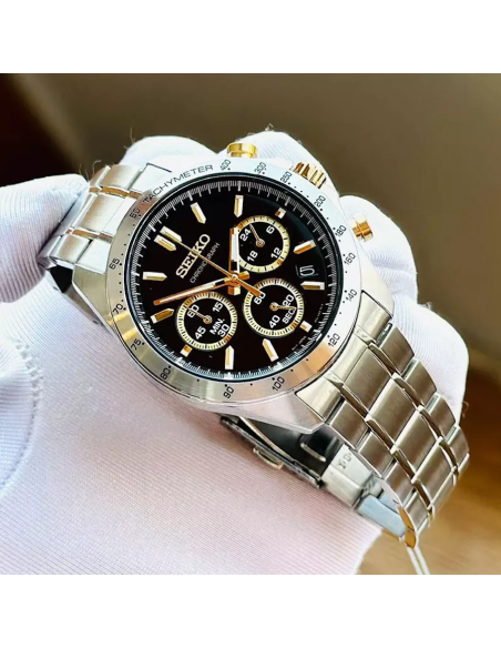 reloj cronógrafo hombre Seiko Spirit SBTR015 JDM 39.8mm 100m WR correa de cuero